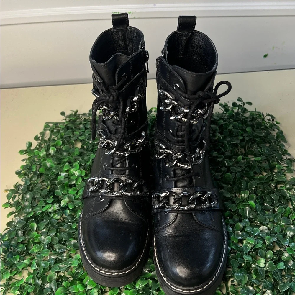 Kurt Geiger Black Chain-Embellished Women's Boots - Picture 7 of 9